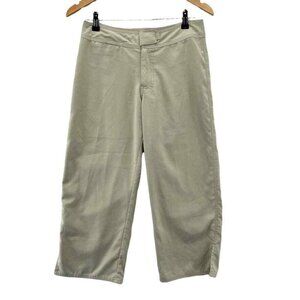 Patagonia Crop Hiking Pants Women 4 Khaki Tan Polyester Hook Loop Closure Pocket